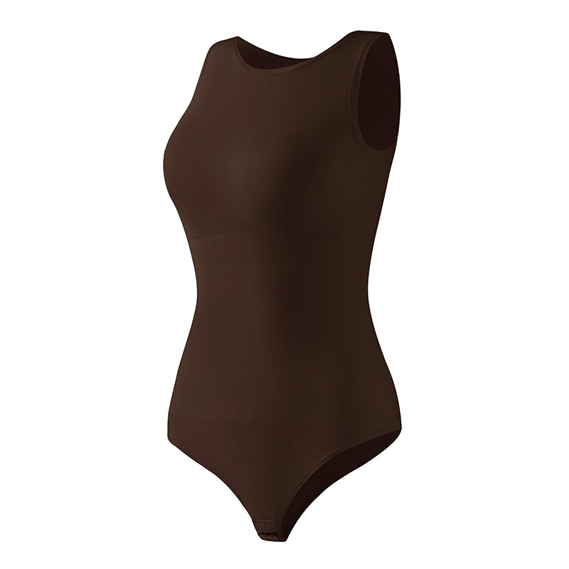 Women's Knitted Seamless Bodysuit Shapewear Scoop Neck Brief