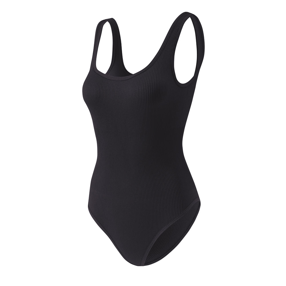 Women's Knitted Ribbed Seamless Bodysuit Shapewear Brief